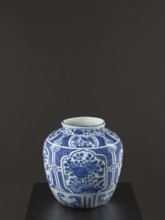 Resource pot — vase, maker, Chinese, blue-and-white porcelain with floral decorations; decoration: