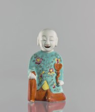 Boy with ruyi — incense burner; maker, Chinese; colored porcelain; ruyi scepter of prosperity