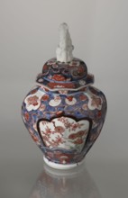 Vase with cover, Japanese, Edo period 18th century, Imari porcelain decorated with flowers, bamboo,