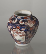 Vase with cover, Japanese, Edo period 18th century, imari porcelain vessel decorated with flowers,