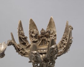 Lotus flower with Buddhist deities, 19th century, Nepal, cult object; bronze lotus mandala