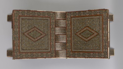 Quran lectern ra?la, 19th century, Iran Qajar dynasty, Persian; wood with geometric ornament;