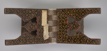 Quran lectern rahla, Islamic/Persian art, Qajar dynasty 1785–1925, geometric ornament, stand for
