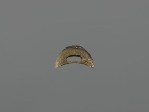 String threading knob kurigata, Japanese, melee weapon hilt fitting with side holes, undercut.