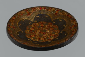 Plate, Islamic art, Persian, Qajar dynasty 1785–1925, floral ornament with flowers, 19th century,