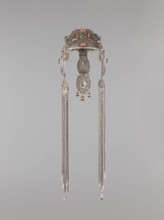 Headgear ornament coif, 19th century, Mongolia. Women's headgear / head ornament made of silver