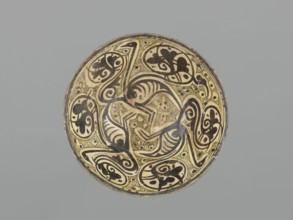 Bowl, maker, 10th century; Nishapur, Iran; Persian Islamic ceramic vessel decorated with images of