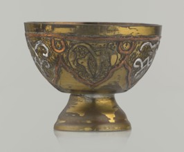 Bowl, Islamic art; Arabic; 20th century, possibly Palestine; vessel with arabesque and geometric
