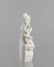 Guanyin on a lotus throne, Blanc de Chine porcelain, 18th century China Fujian, Chinese Buddhism
