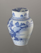 Storage Vessel with Lid, Zôshuntei Sanpo 1841–1878. Storage pot, blue-and-white porcelain, Arita,