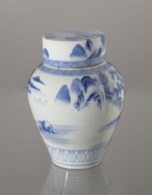 Storage vessel with lid, by Zôshuntei Sanpô Zoshuntei Sampo signed underglaze in cobalt: Zoshuntei