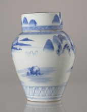 Storage vessel with lid by Zôshuntei Sanpo Zoshuntei Sampo zo, c. 1842–1878. Blue-and-white