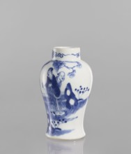 Meiping vase, meiping vessel type, ceramics, blue-and-white porcelain, figural scenes, Qing style,