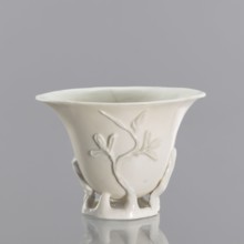 A bowl shaped like rhinoceros-horn carving, Chinese, Qing dynasty 1644–1911, blanc de Chine