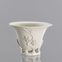 A bowl in a shape reminiscent of a bowl carved in rhinoceros horn; creator, Chinese; Qing dynasty