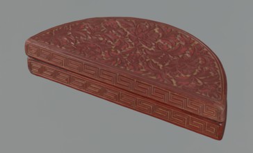 Box with a lid, ; Chinese art; Chinese; Ming 1368–1644; semi-circular box decorated on the lid with