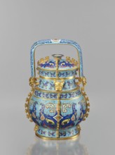 You-type vessel with a lid on a stand; Chinese, Qing dynasty, Qianlong period 1736–1795. Cloisonné