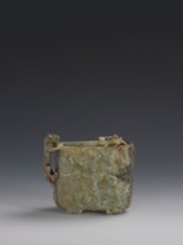 Vessel., Chinese; Qing dynasty 1644–1911. Early 18th century. Gray-green jade, hollowed; bas-relief