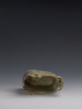 Vessel., Chinese, Qing 1644–1911. Early 18th century. Gray-green jade, hollowed. Tall vessel on