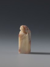 Seal stamp by, late 19th century Qing dynasty 1644–1911, China; carved seal stamp depicting hares;