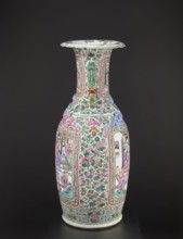 Vase, Chinese, Qing dynasty 1644–1911, colored porcelain, ceramics; subject: lizards, lion