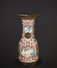 Vase, Japanese art; Japanese culture. Subject: birds and pines. Materials/technique: colored