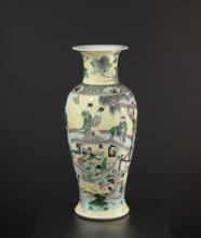 Vase, park scenes with architecture, enamel paints, Chinese art, Chinese culture, ceramics,