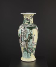 Vase, park scenes with architecture, enamel paints, Chinese art, Chinese culture, ceramics,