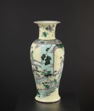 Vase, creator unknown, park scenes with architecture, enamel paints, Chinese art, Chinese culture,