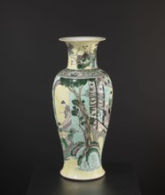 Vase, park scenes with architecture, enamel paints, Chinese art, Chinese culture, ceramics,