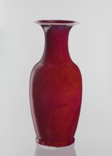 Vase, Chinese, Qing dynasty 1644–1911, 19th century. Large oval ceramic vessel with a long wide