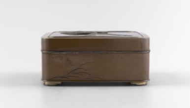 Box with a lid, Jômi, Eisuke I 1839-1899 artist; geese, grass; Rectangular box with rounded