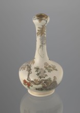 Vase, Yabu Meizan 1853–1934. Onion-shaped vase on a low ring foot with a long, slender neck bulging