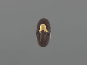 Sword hilt cap kashira, ; subject: deer and Fukurokuju deity; material/genre: kashira for sword