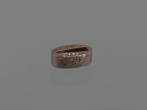 Metal collar ending a sword hilt fuchi, decorated with a deer; Japanese, Edo period 18th century,