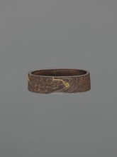 Metal collar ending a sword hilt fuchi, Oni demons motif, Japanese, Edo period 1603–1868, 18th