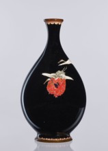 Vase, Meiji period 1868–1912, Nagoya, Japan; cloisonné enamel; decorative vessel/vase depicting