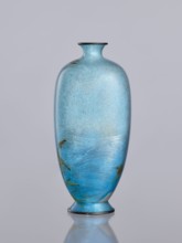 Vase, Tomiki, Shôbei fl. ca. 19th/20th century craftsman, chidori plovers, reeds, waves; cloisonné