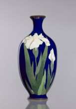 Vase, irises, cloisonné enamel, revindication Kraków, Japanese art, Japanese culture, flowers