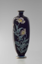 Vase, flowers motif, poppies; Meiji period, ca. 1900; Japan, Nagoya; cloisonné enamel vessel;