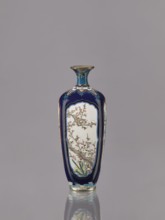 Vase, gift, revindication; ovoid elongated cloisonné enamel vase with a short, thin, strongly