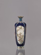 Vase, cloisonné enamel ovoid elongated vase with a short, thin, strongly flared neck. Decoration: