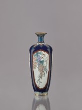 Vase, cloisonné enamel, ovoid elongated form with a short, thin, strongly flared neck. Decoration