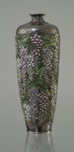 Vase, Hiratsuka, Mohei 1836-? author. A slender ovoid, double-walled bottle on a very low ring foot