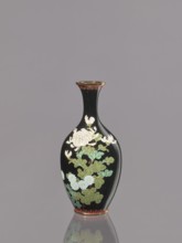 Vase, cloisonné enamel; symmetrical decoration of chrysanthemums and flowers; Meiji period, ca.