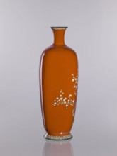 Vase, cloisonné enamel vessel depicting chrysanthemums, cherries, and birds; Japanese, Meiji–Taisho