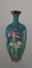 Vase, ovoid one of a pair, slender, on a low ring-shaped foot and a narrow neck, flaring at the