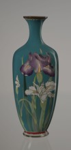 Vase, ovoid one of a pair, slender on a low ring-shaped foot with a narrow neck flaring at the rim;