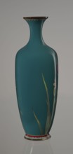 Ovoid vase one of a pair, slender, on a low ring-shaped foot and a narrow neck, flaring at the rim.