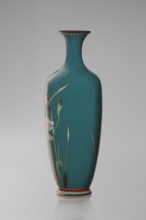 Vase, ovoid one of a pair, slender on a low ring-shaped foot with a narrow neck flaring at the rim;